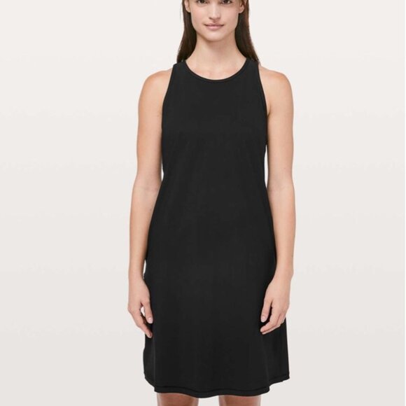 Lululemon Early Morning Dress in Black Pockets Mini Dress Tank Dress Size 4 - Picture 5 of 10